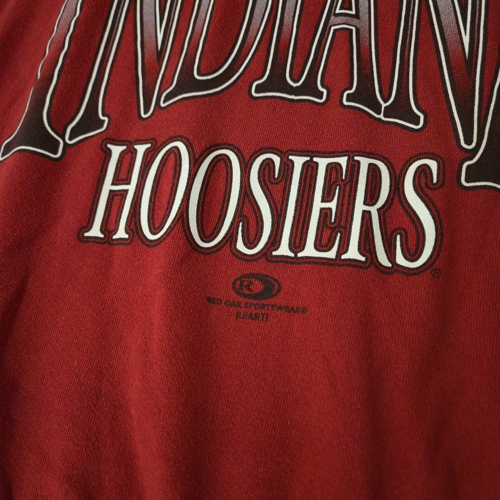 Vintage 90s University of Indiana Hoosiers Spellout Crewneck Size M Red Oak IU - Picture 3 of 6